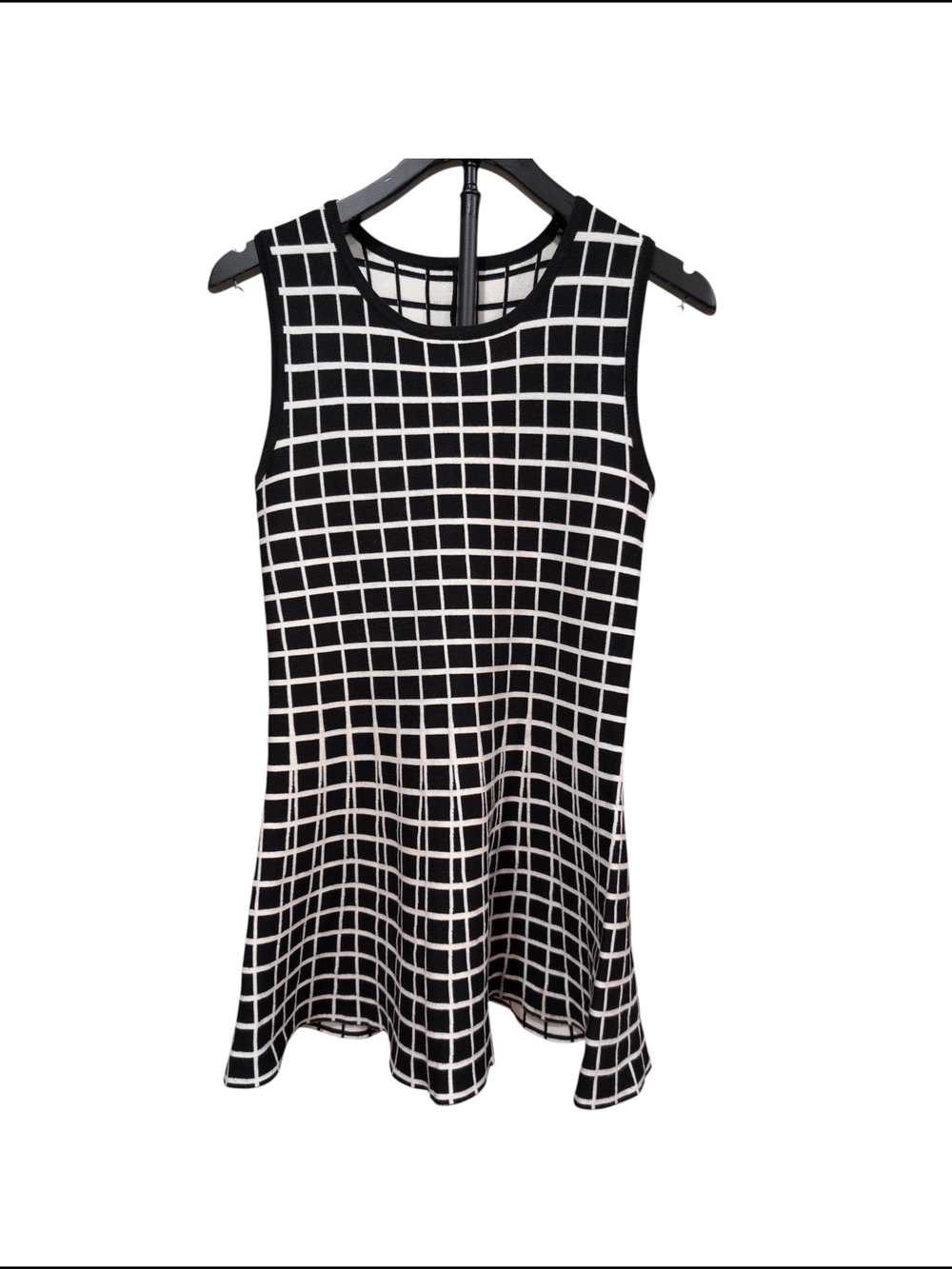 Hotwind Black White Grid Sleeveless A-Line Dress Size F